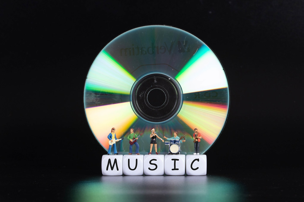 Miniature band with CD and Music text