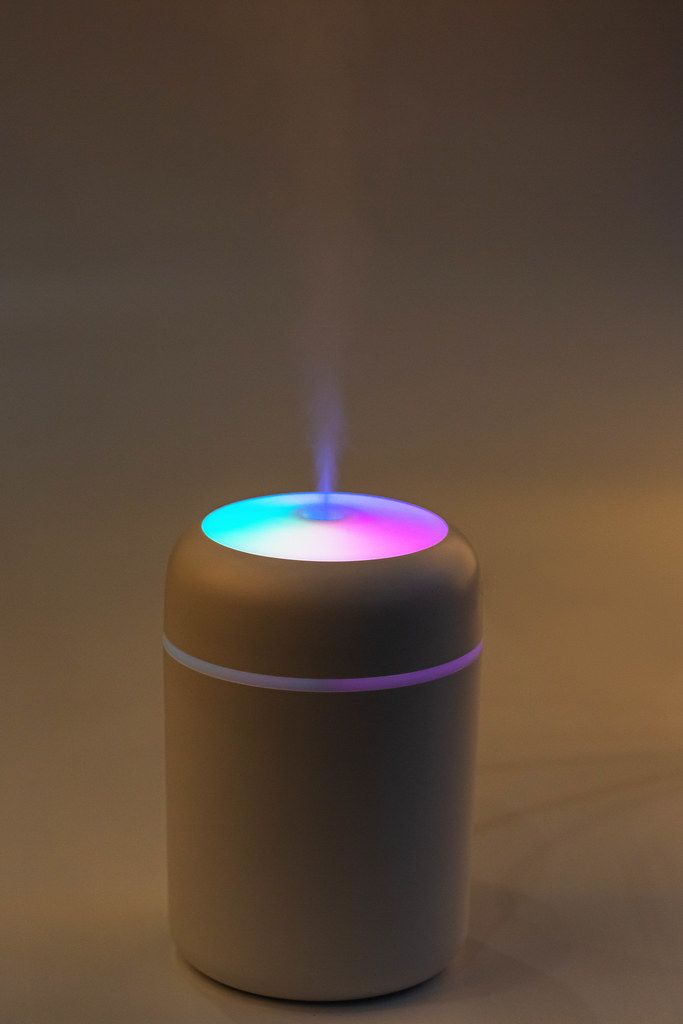 Modern air humidifier with multi-colored lighting