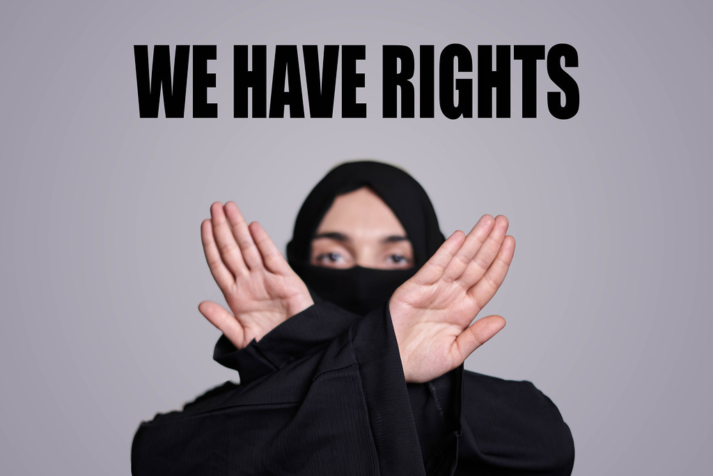 Muslim women protesting - we have rights