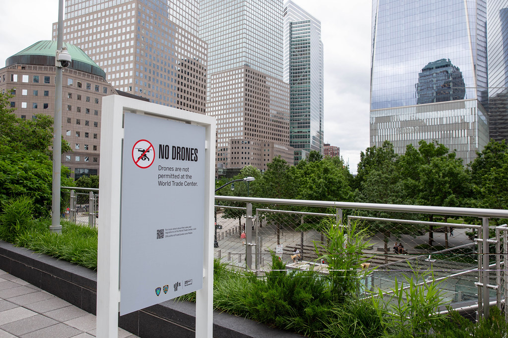 No Drones - Drones forbidden sign at the World Trade Center Place in Manhatten, New York