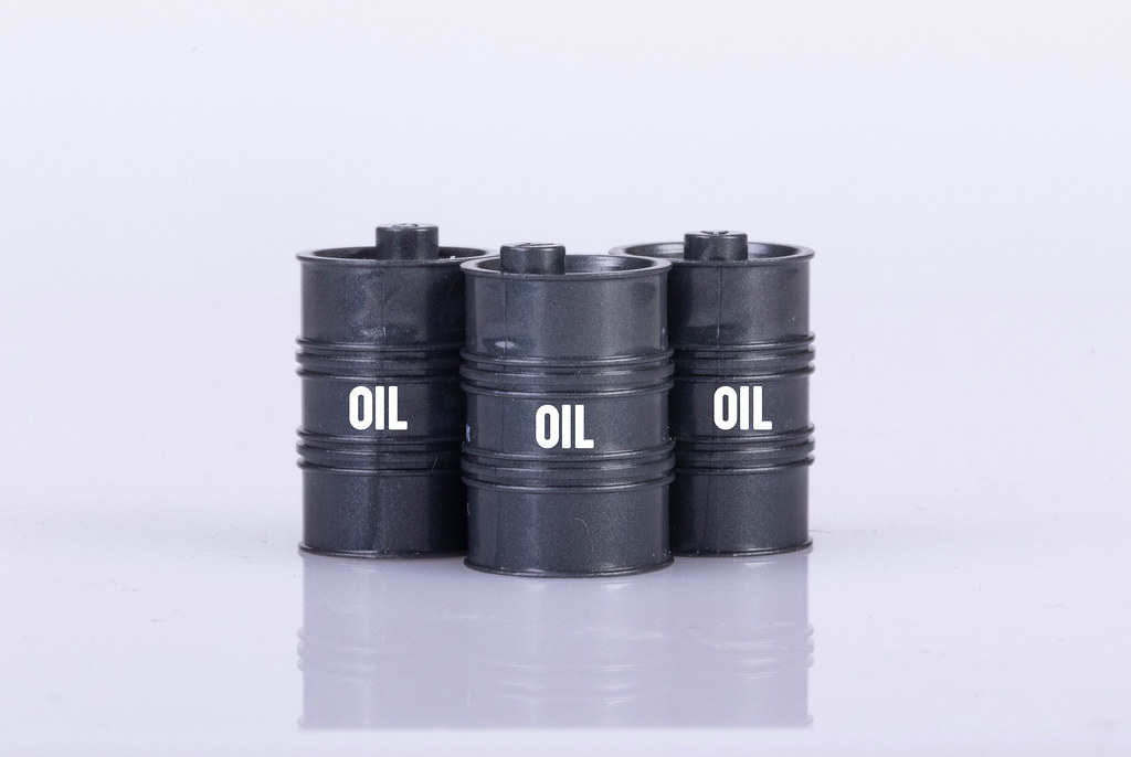 Oil barrels on white background