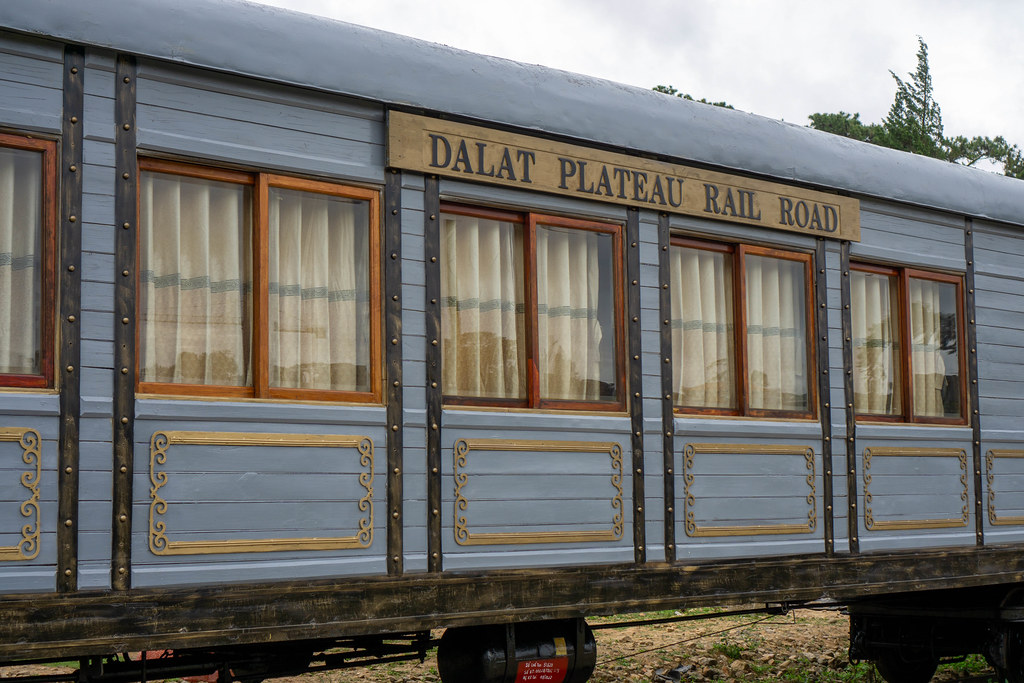 Old Wooden Train Waggon of the Dalat Plateau Rail Road at the Dalat Railway Station in Vietnam