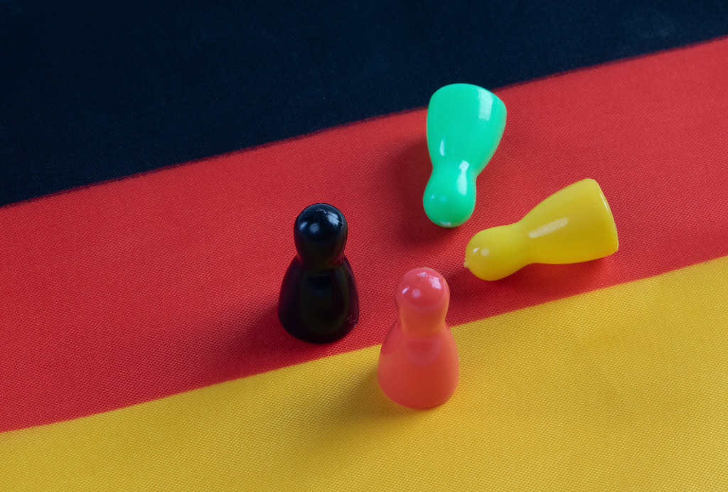 pawn figurines with German flag