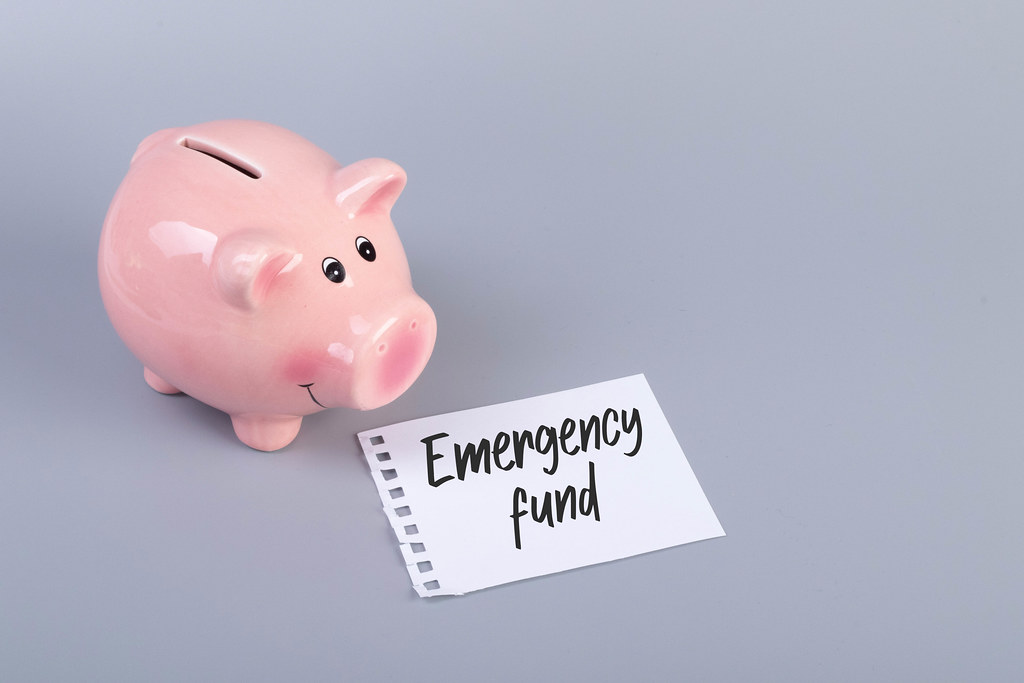 Piggybank with Emergency Fund text