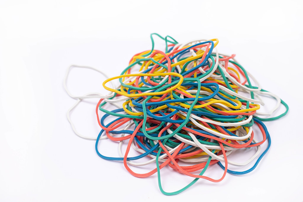 Pile of colorful kitchen rubber bands