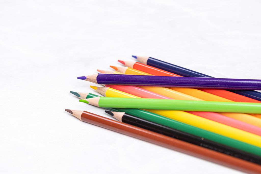 Pile of Colorful Wooden Pencils with copy space
