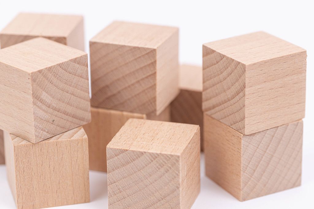 Pile of Wooden Cubes with copy space