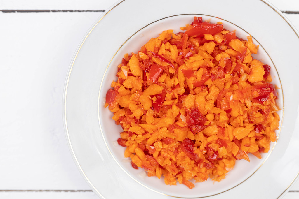 Plate with chopped Carrot and Paprika