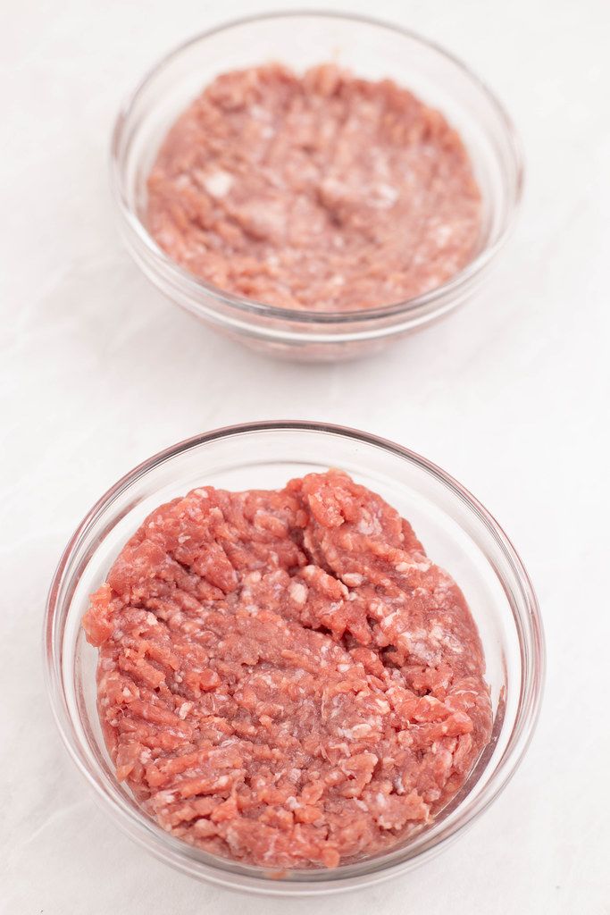 Portion of minced Beef and Pork meat