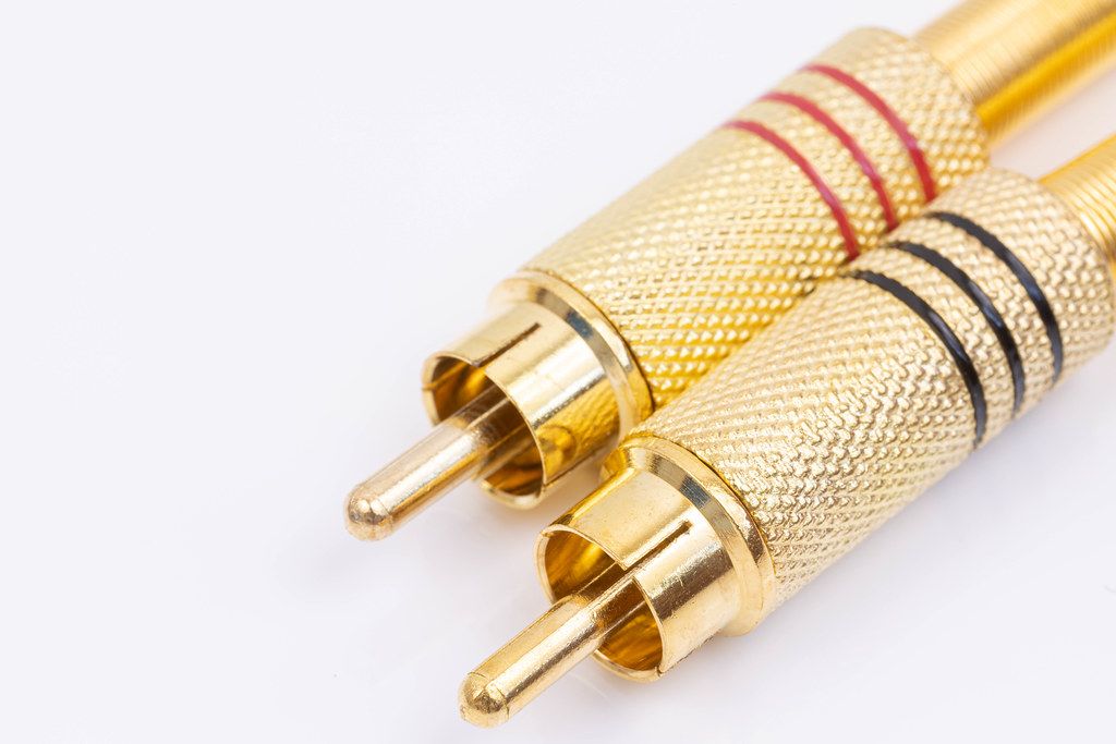 RCA Golden Audio Video Connectors with copy space