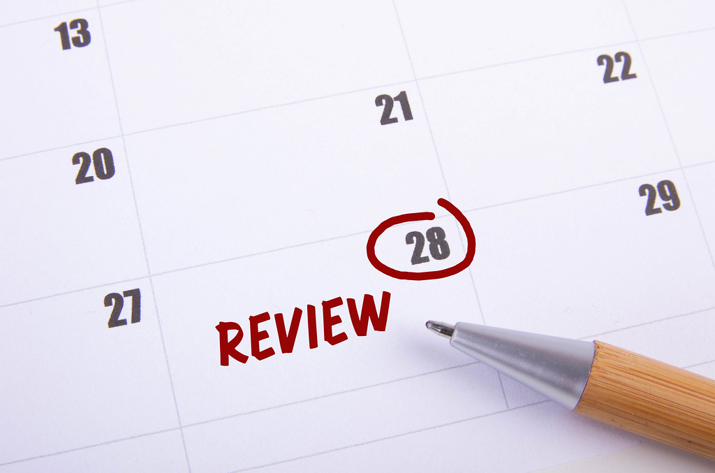 Review date marked on the calendar
