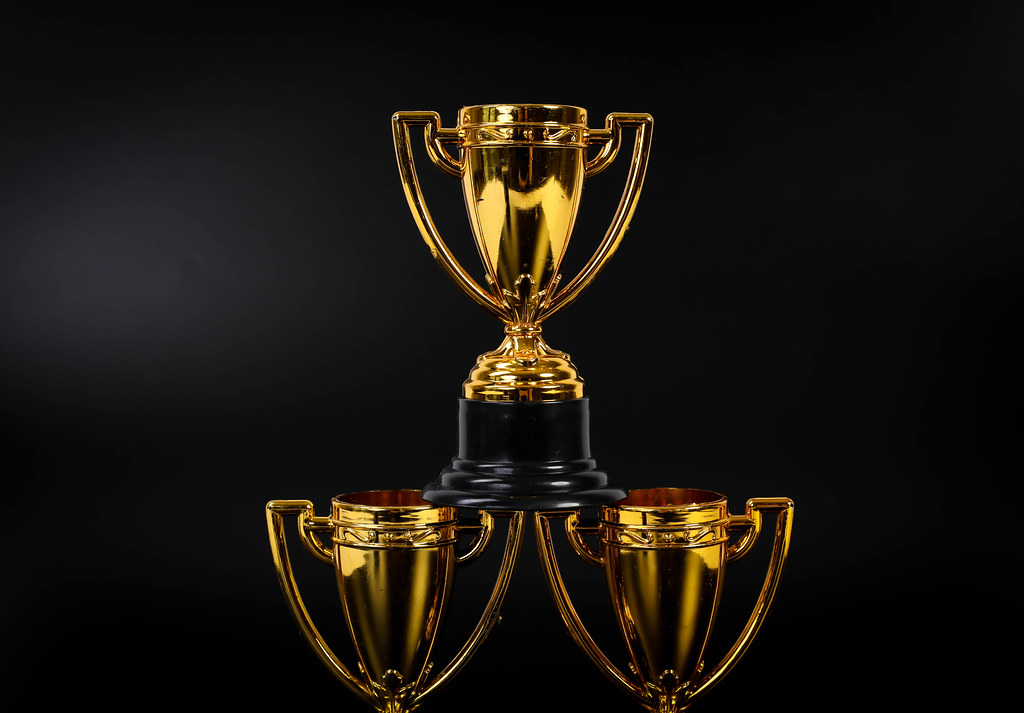 Set of golden trophies