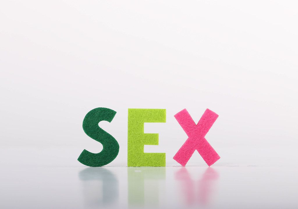 Sex text on white background