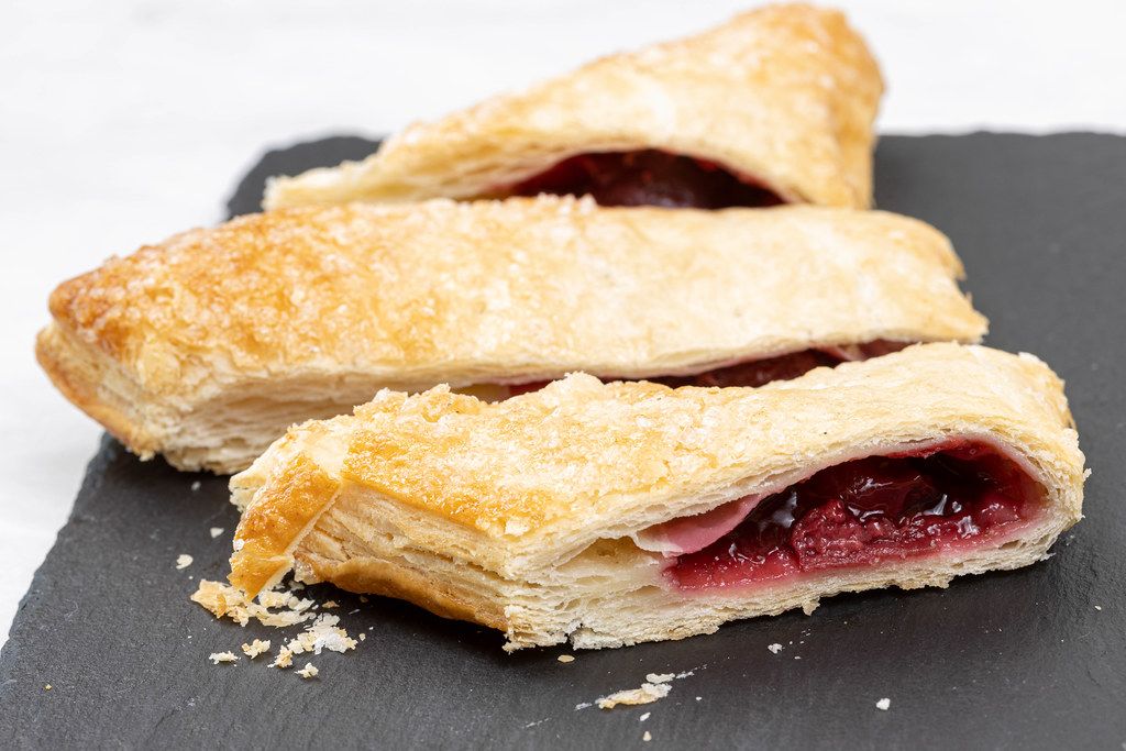 Sliced puff pastry with Strawberry jam