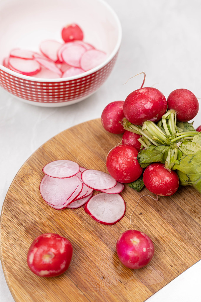 Sliced Red Radishes Salad in the bowl