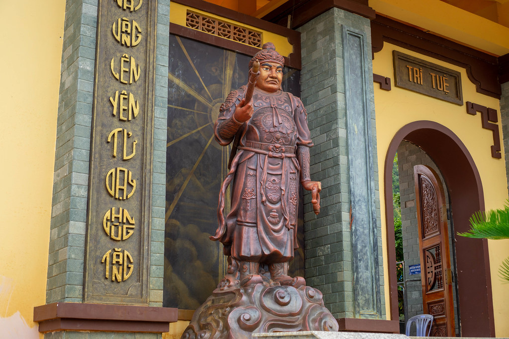 Soldier Statue at the Entrance Gate of Truc Lam Ho Quoc Zen Monastery on Phu Quoc Island in Vietnam