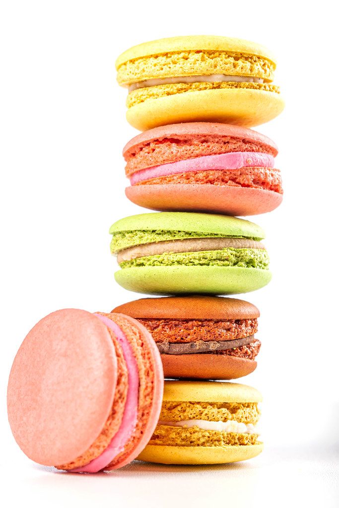 Stack of multicolored sweet delish macaroons