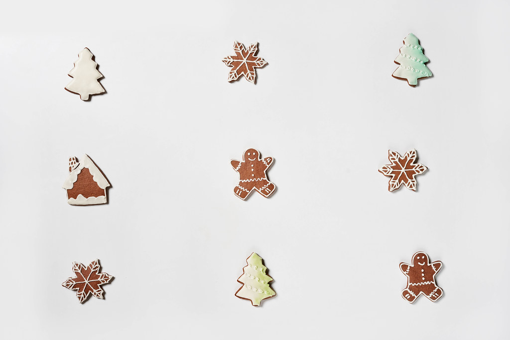 Sweet Christmas cookies on the white background