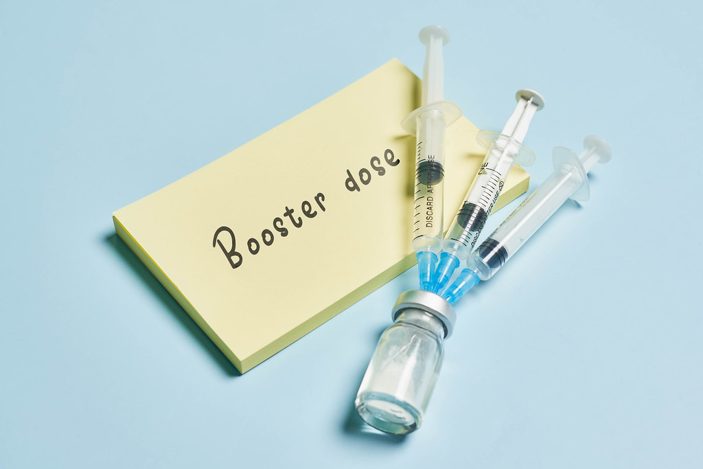 Syringes with liquid vaccine booster shot