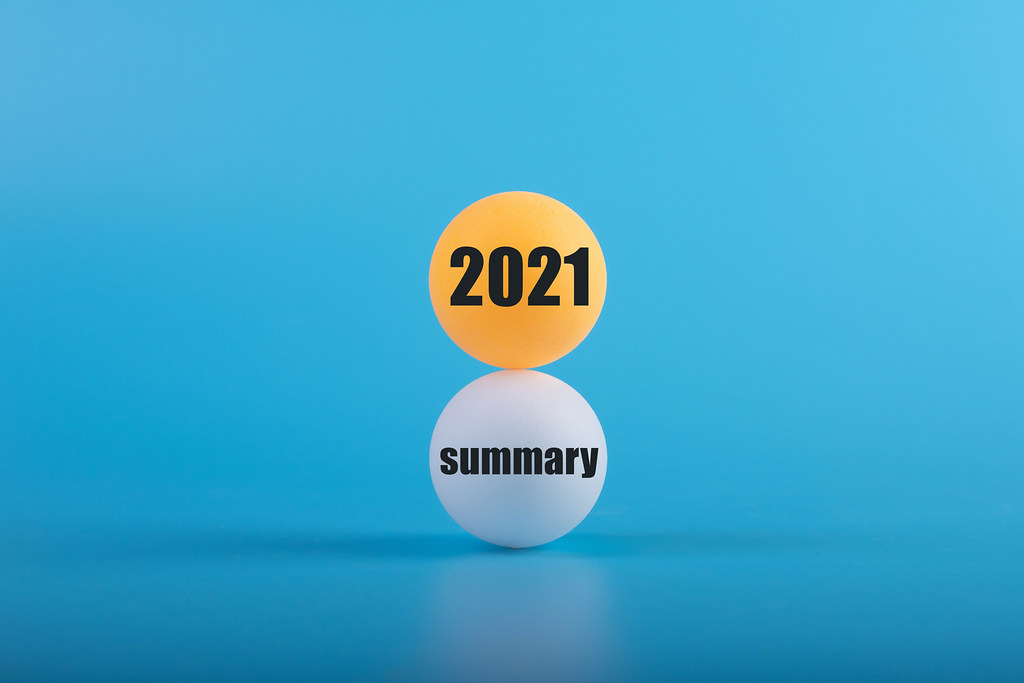 Table tennis balls with 2021 Summary text