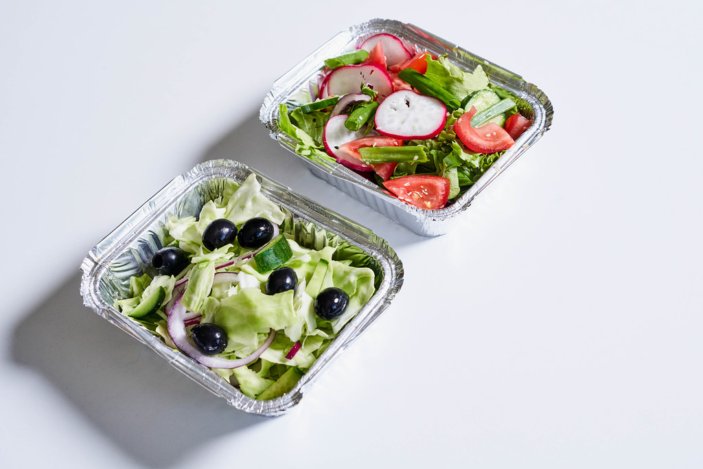 Take away salads in plastic containers