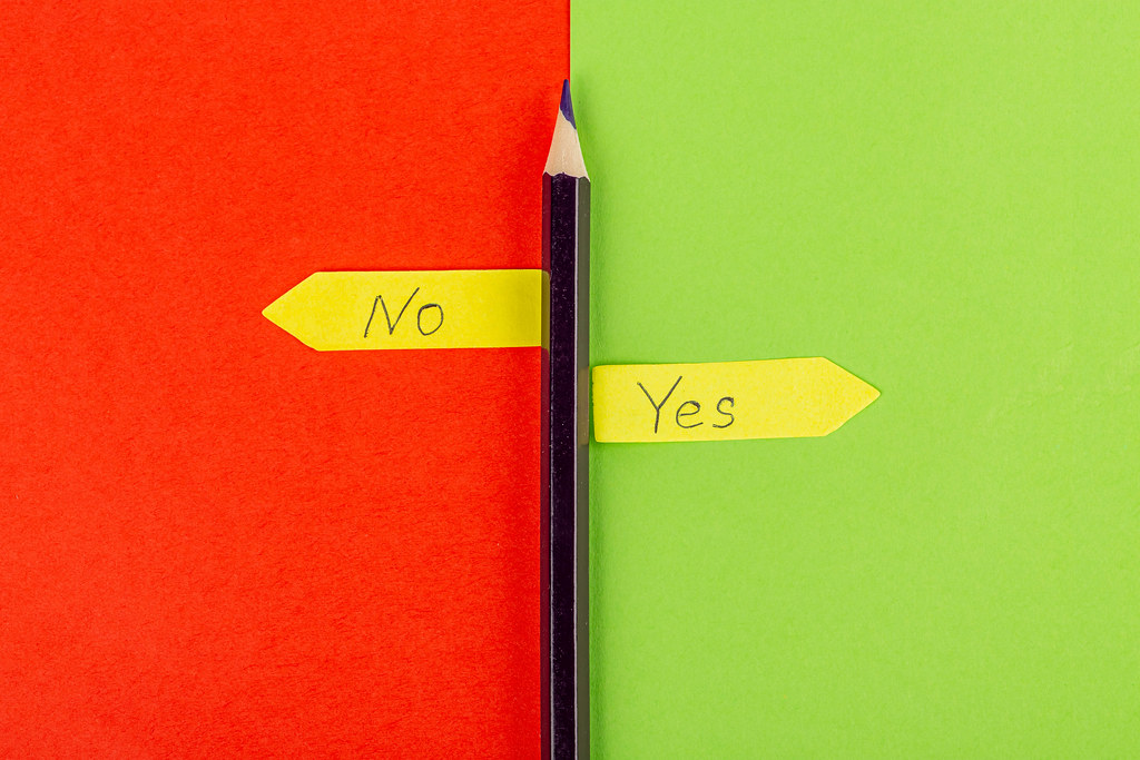 The concept of making a decision, choosing between yes or no