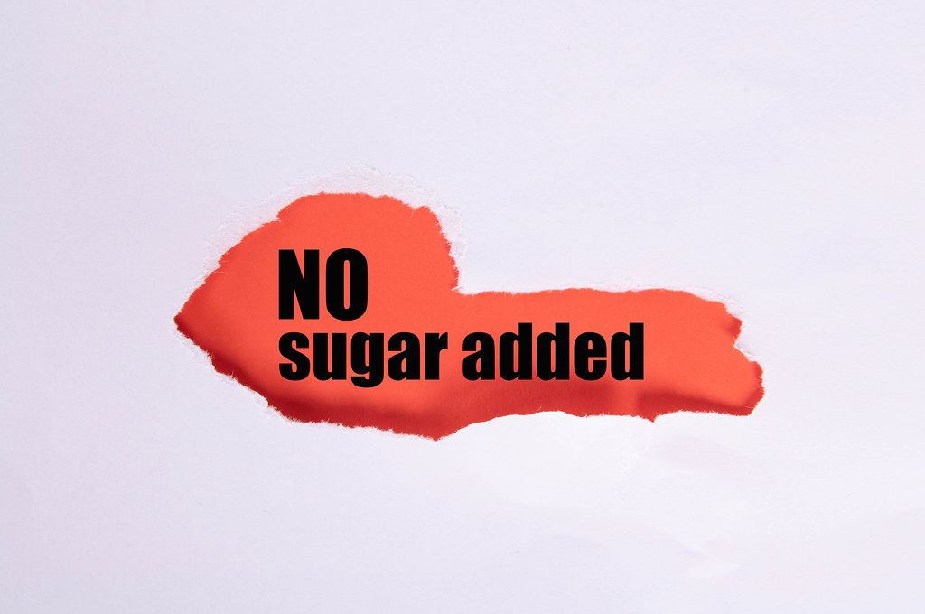 Torn paper hole with No Sugar Added text