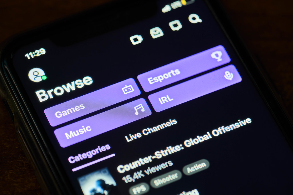 Twitch mobile app opened on Iphone