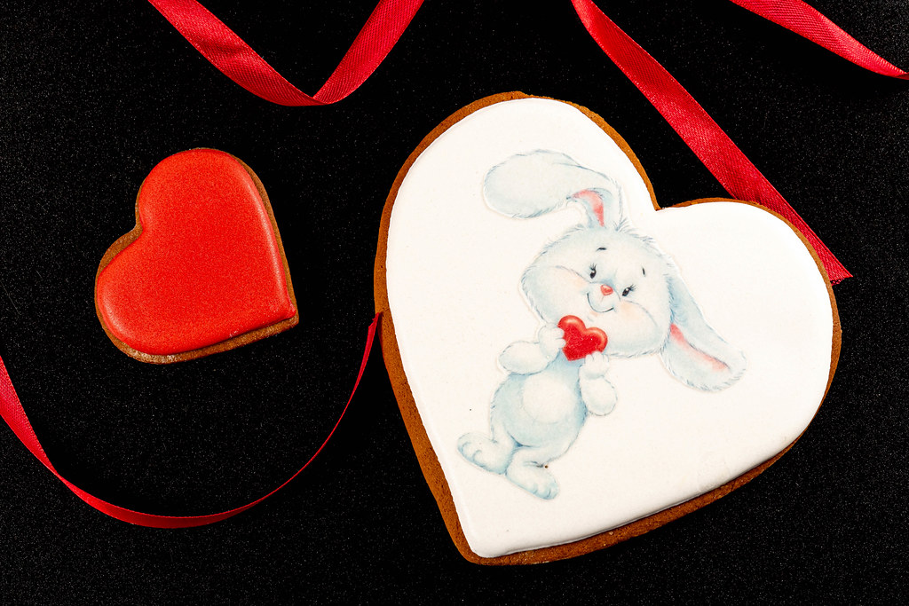 Valentine's day cookies on dark background