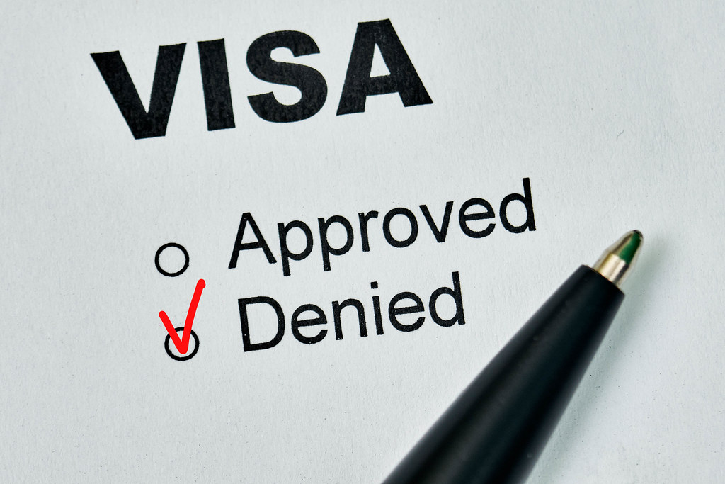 Visa application denied, Close-up shot of a form and pen