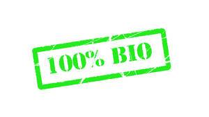 100% bio green stamp text