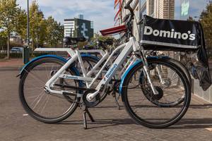 A Dominos Pizza delivery-bike in Venlo, Netherlands