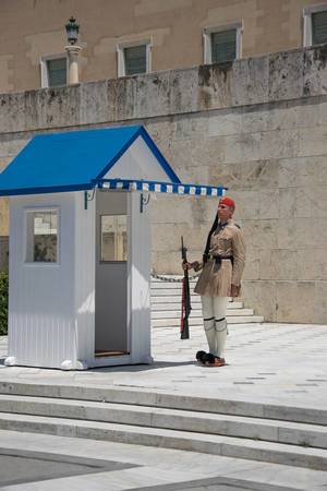A presidential guard at his post on Syntagma square in Athens, Greece