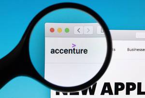 Accenture logo under magnifying glass