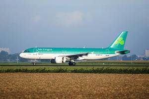 Aer Lingus plane taxiing at Amsterdam Airport