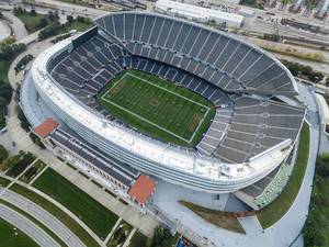 Aerial Drone Photo of Soldier Field Stadium in Chicago, Illinois