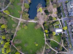 Aerial photography of park Volksgarten in Cologne