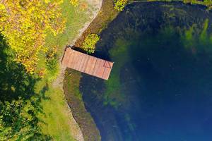 Aerial view of wooden pontoon by the lake (Flip 2019)