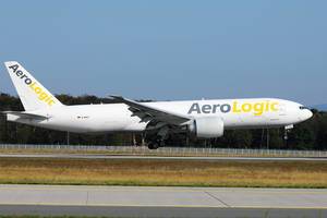 AeroLogic plane landing at Frankfurt Airport