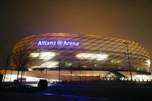 Allianz Arena, Munich football stadium, night view