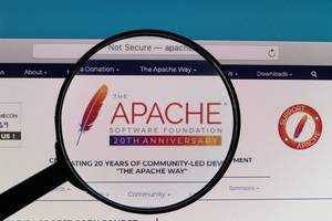 Apache logo under magnifying glass