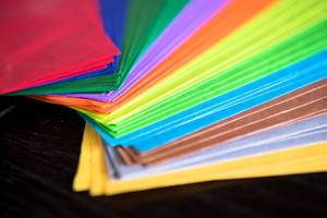Array of tissue paper colors