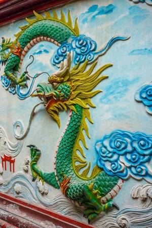 Arts in On Lang Pagoda in Saigon with Dragon