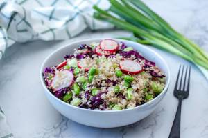 Asian Quinoa with Radish and Edamame in a Bowl
