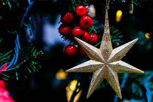 Auf deutsch übersetzen: Gold Stars Christmas Ornement