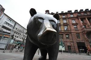 Bär an der Frankfurter Börse steht für den Bärenmarkt
