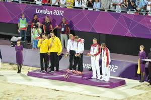 Beach Volleyball Siegerehrung bei den London Olympics 2012