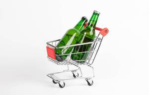 Beer bottles in shopping cart