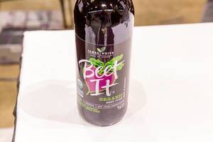Beet It: organic beetroot juice popular amongst athletes, on display at the Expo for the Chicago Marathon 2019