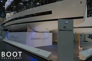 Beneteau Oceanis Yacht wird auf der deutschen Boots-und Wassersportmesse "Boot Düsseldorf" in der Ausstellung gezeigt